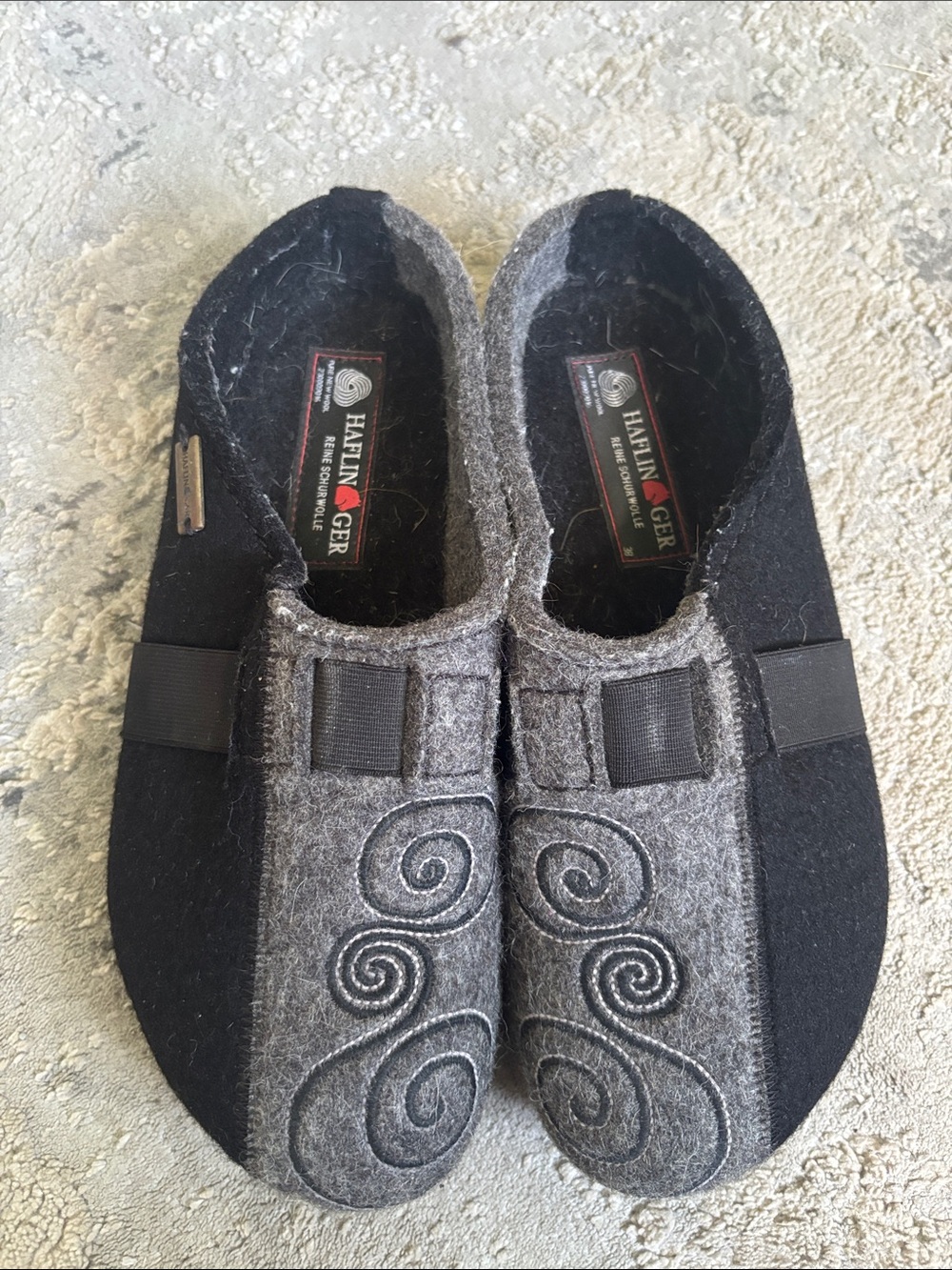 Haflinger Gray and Black Wool Slip-On Loafers size 38 like 7